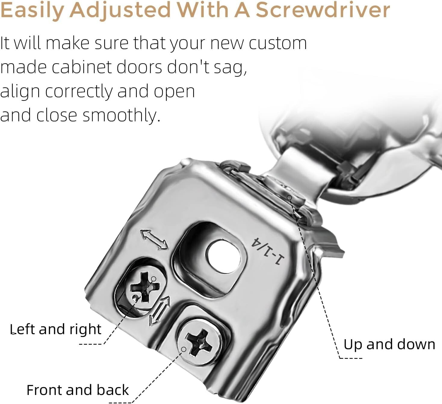 50 Pack of 1-1/4 Inch Soft Close Cabinet Hinges in Satin Nickel - Durable Design