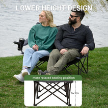 Load image into Gallery viewer, Grey Folding Camping Chair Loveseat for 2 - Perfect for Intimate Outdoor Moments