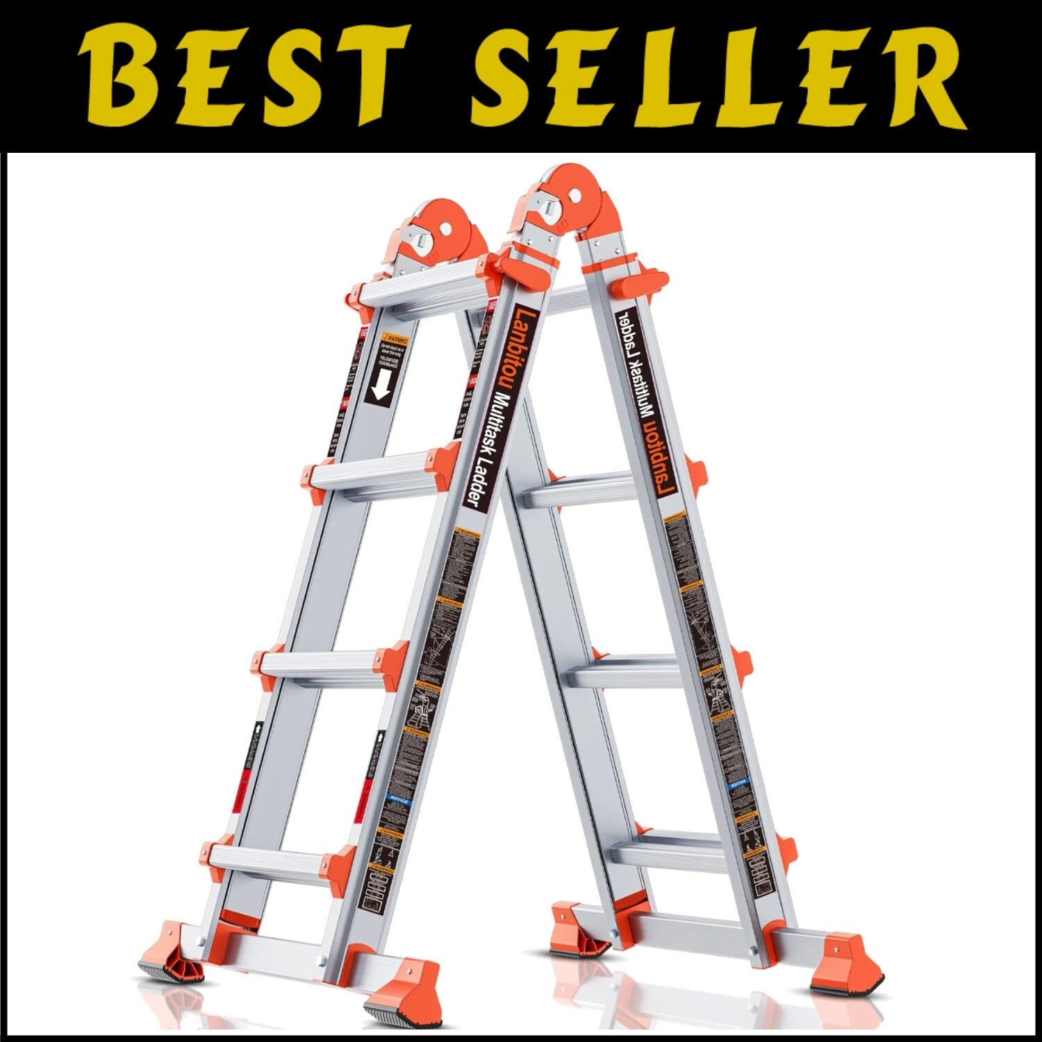 Secure 4-Step Multi-Position Ladder with Anti-Slip Bars - Home & Outdoor Use