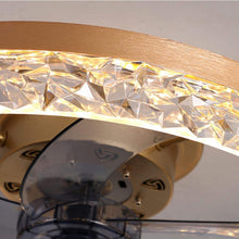 Load image into Gallery viewer, Reversible Ceiling Fan with Remote Control &amp; Crystal Embellishments - 20" Gold