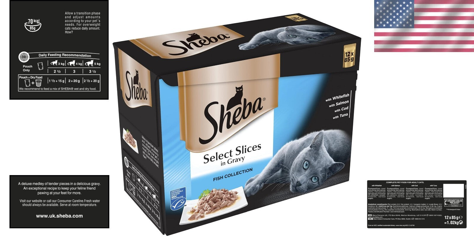 Nutritious Seafood Slices in Gravy - Wet Cat Food for Adults - 12 x 85g