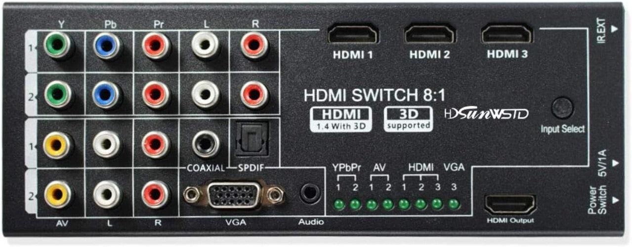 Compact HDMI Converter with 8 Inputs - Ideal for Seamless Home Entertainment