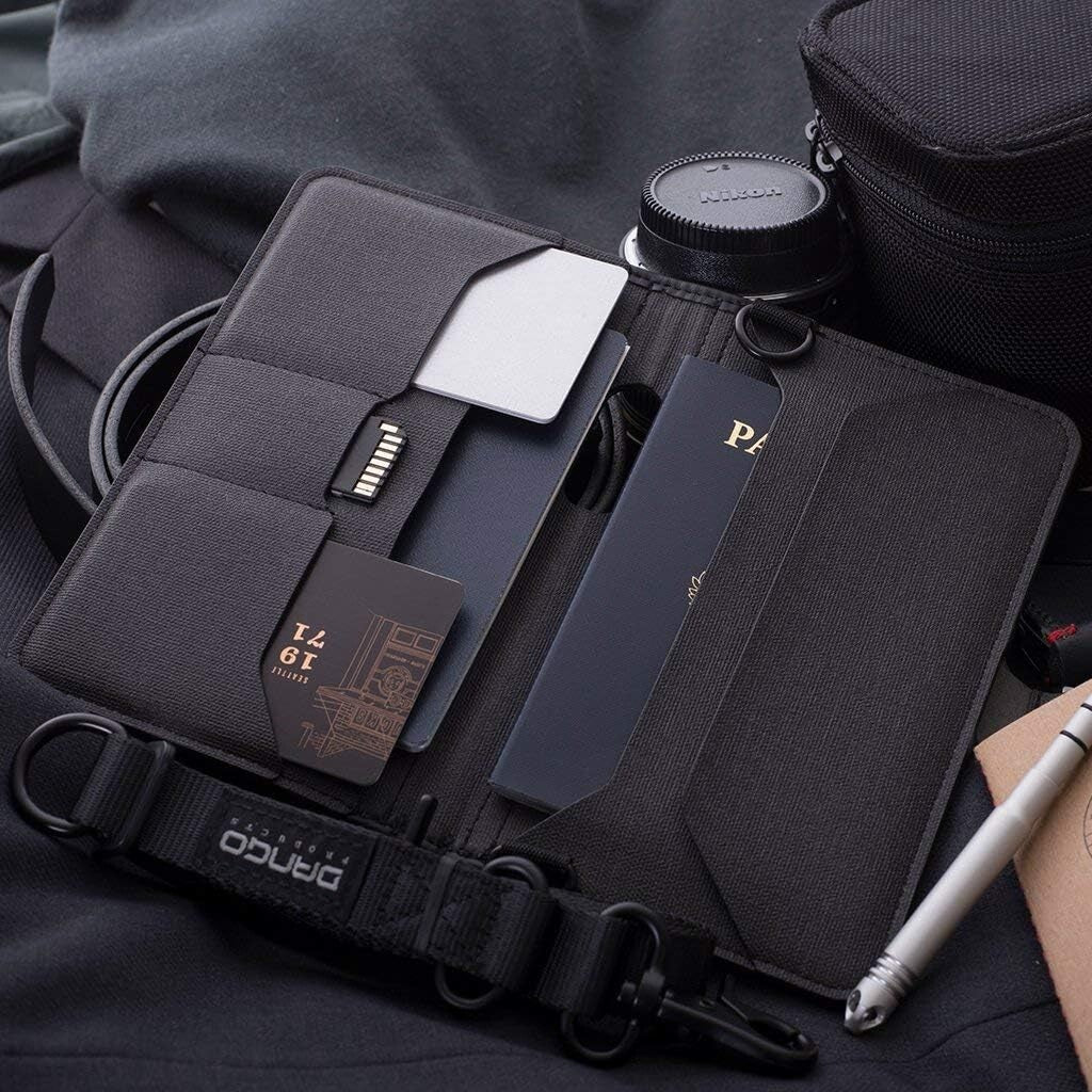 Dango Slim Minimalist RFID Travel Wallet - Bifold & Document Holder in Black