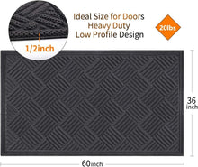Load image into Gallery viewer, Water-Resistant Gray-Grid Outdoor Doormat - Easy to Clean, 61.5" x 36"