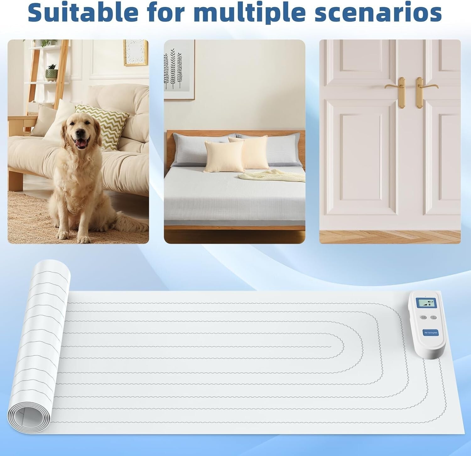 Pet Training Mat with LCD Monitor - 12"x60" Rechargeable Cat & Dog Deterrent