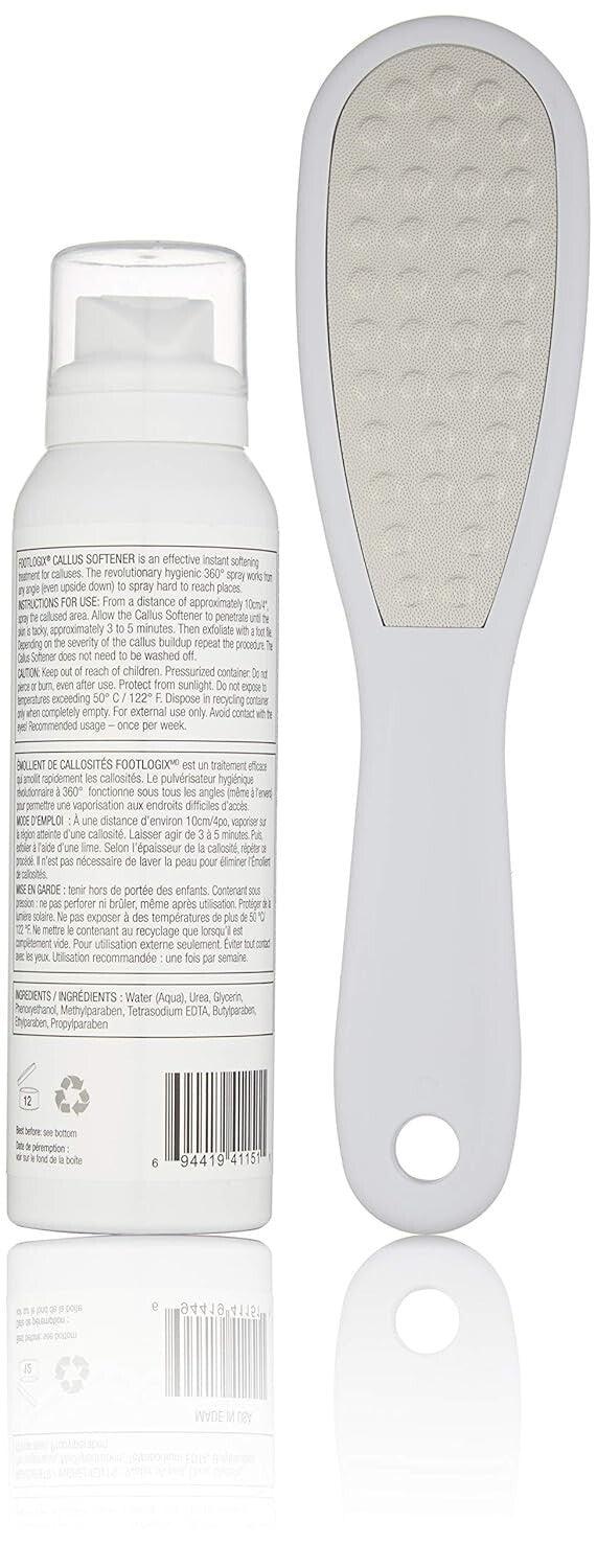 Stainless Steel Callus Softener Spray with Ergonomic Foot File for Pedicure
