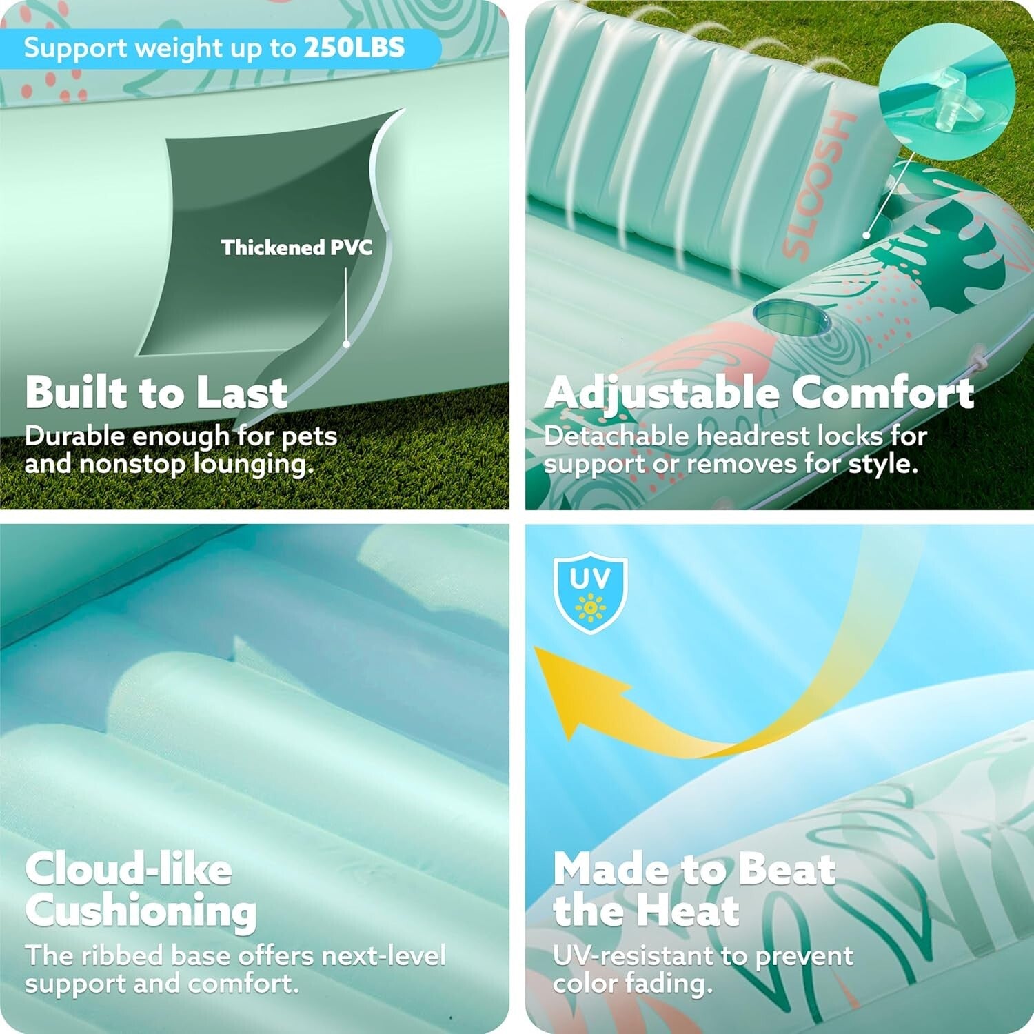 Durable Aqua Blue Inflatable Lounge Float for Ultimate Pool Comfort - 70" x 46"