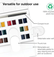 Load image into Gallery viewer, Vibrant Watercolor Set: 24 Half Pans in Elegant Metal Box for Instant Artistry