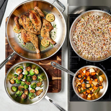 Load image into Gallery viewer, D3 Tri-Ply 12-Inch Stainless Steel Frying Pan with Lid - Induction &amp; Oven Safe