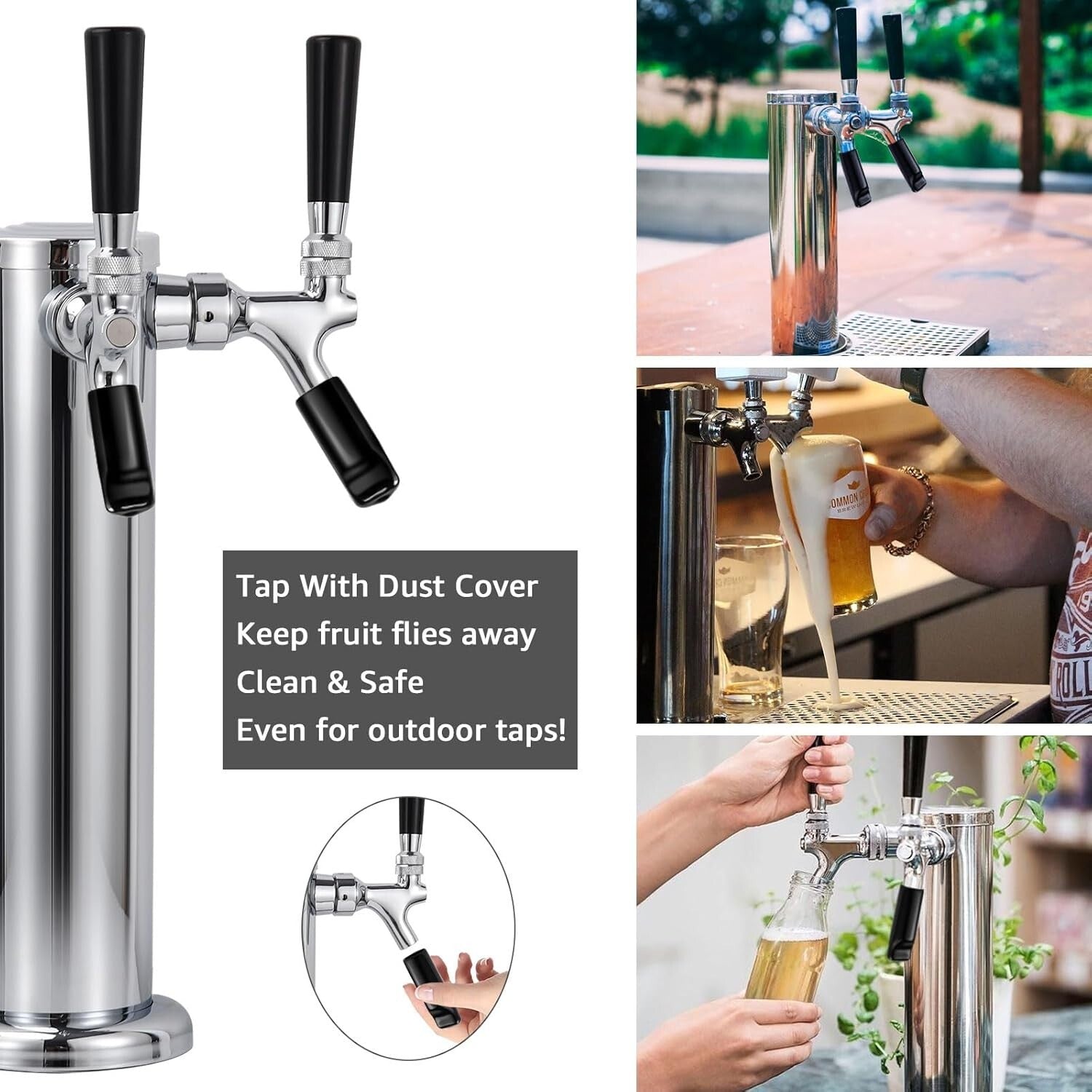 Elegant Beer Dispenser Tower with Brass Faucets - Perfect for Entertaining