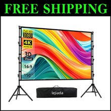 Load image into Gallery viewer, Lightweight 150'' Projector with Stable Stand: Perfect for Parties &amp; Meetings