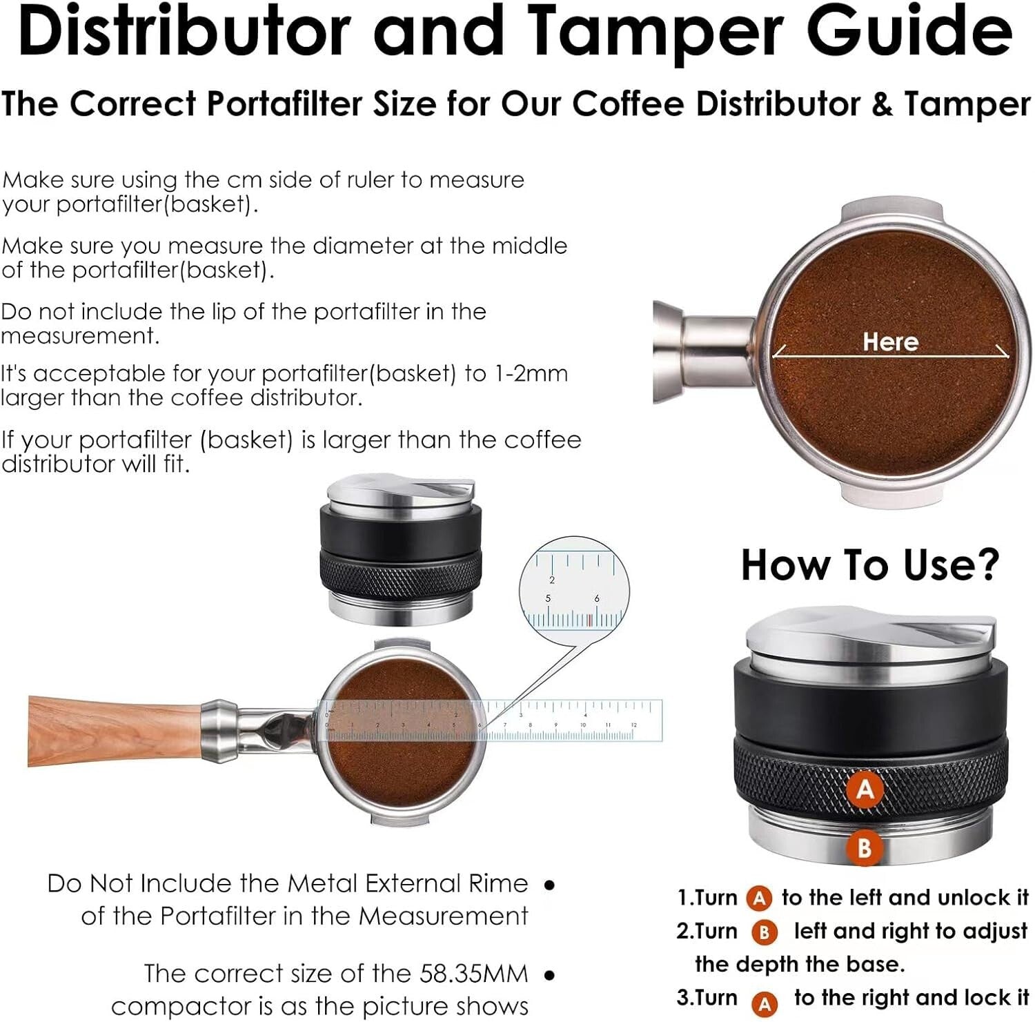 58mm Dual-Head Espresso Tamper & Distributor for Perfect Coffee Preparation