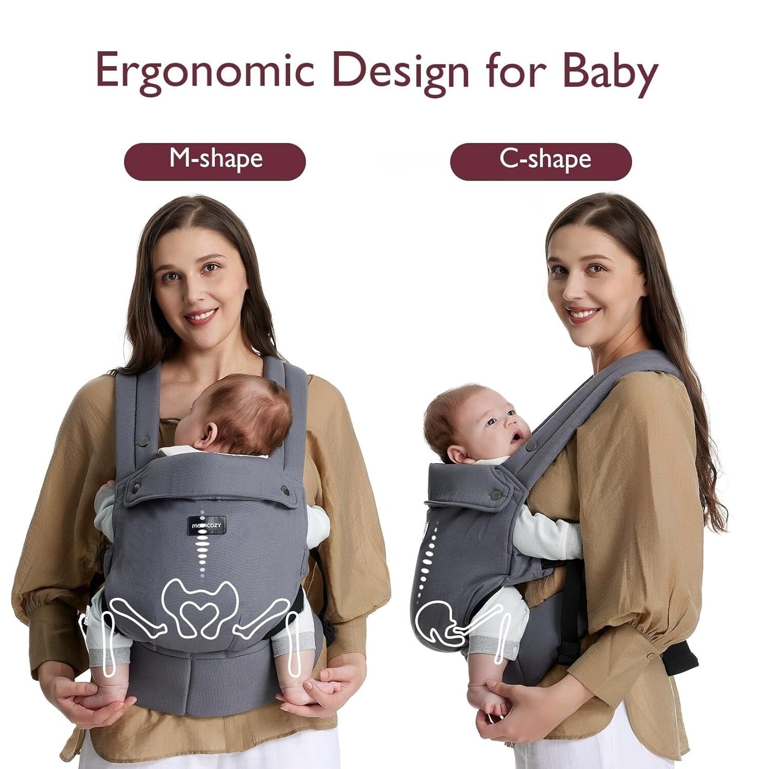 Ergonomic Lightweight Baby Carrier for Hands-Free Parenting - 7-44lbs Capacity