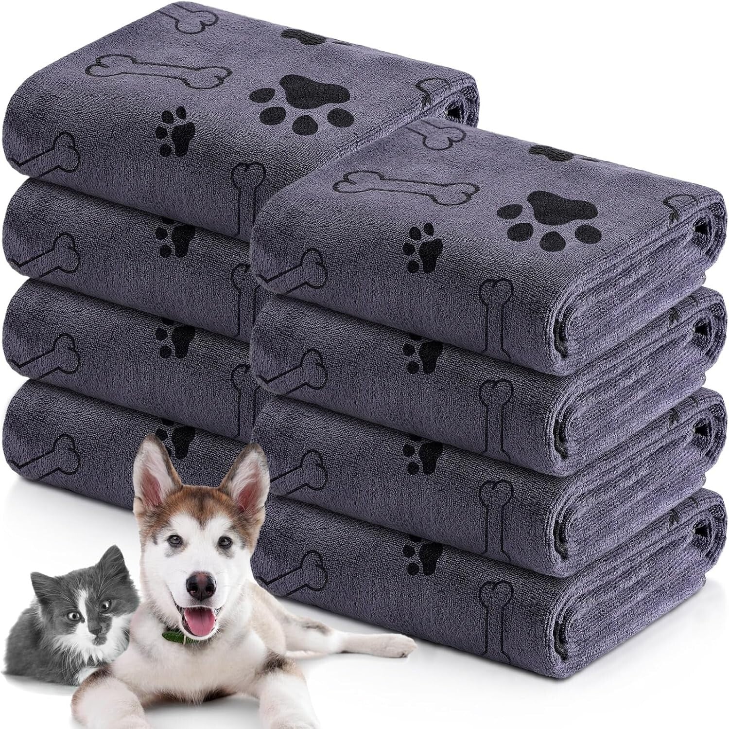 Soft & Quick-Drying Pet Towels - 8 Pack Microfiber Towels for Dogs, 55 x 28 Inch