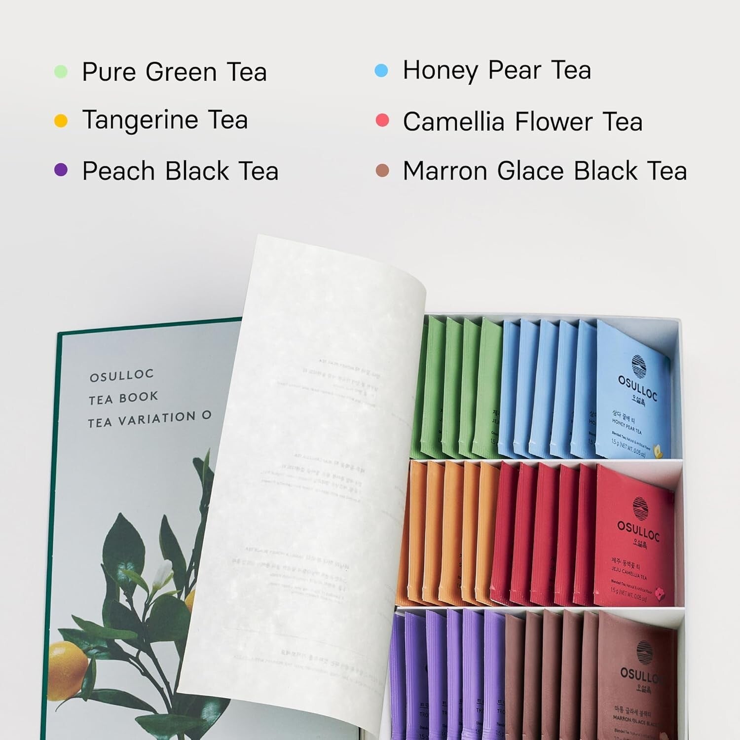 Elegant 36-Count Tea Gift Set with 6 Premium Organic Blends from Jeju Island