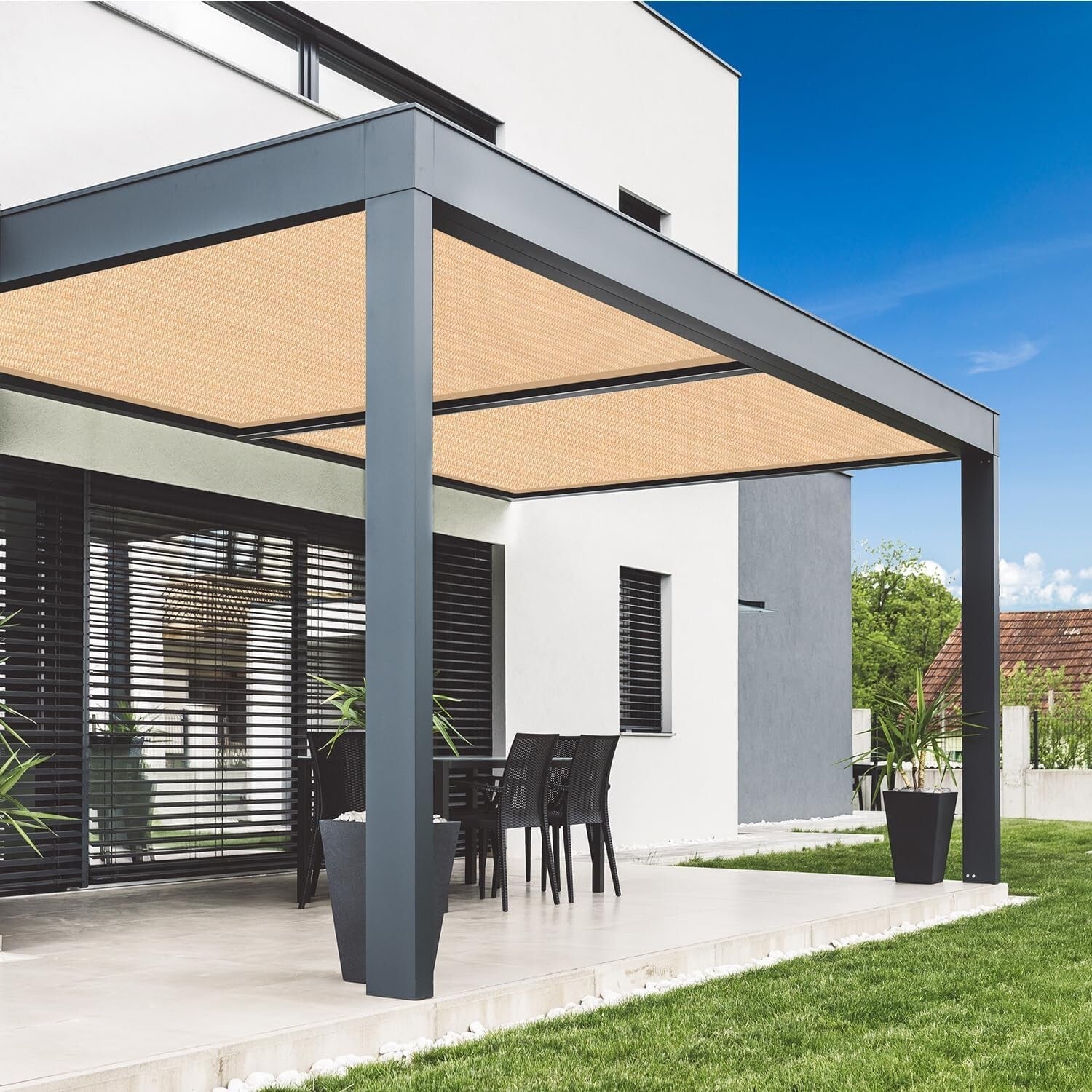 Waterproof 90% UV Protection Sun Shade Cloth with Grommets - 16' x 20' Wheat
