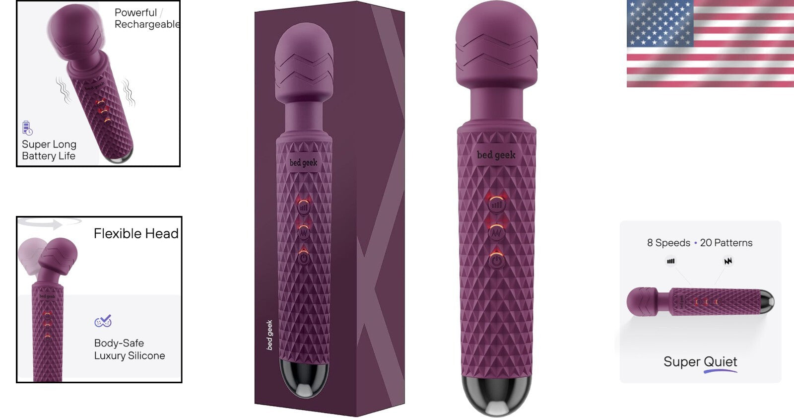 Eco-Friendly Handheld Wand Massager - 8 Speeds, USB Rechargeable & Ultra-Quiet