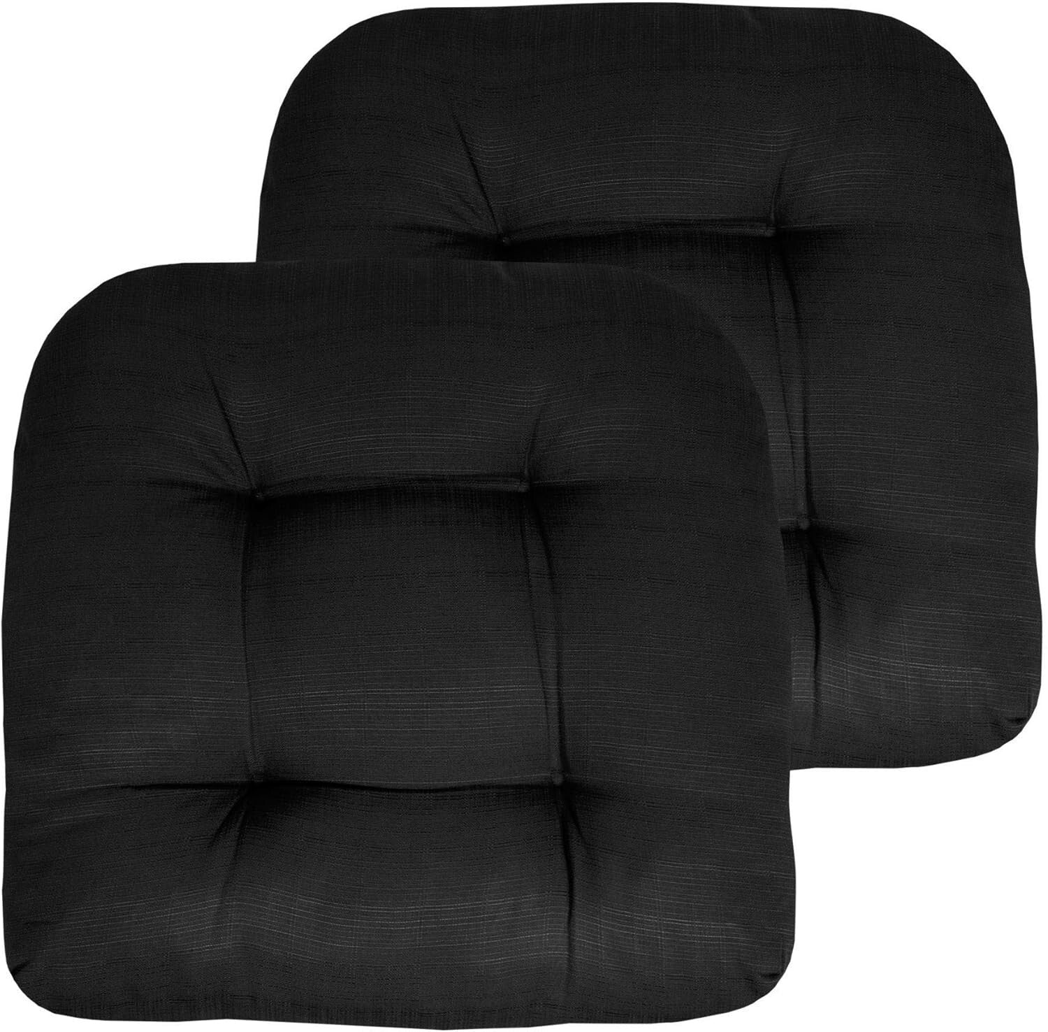 Premium Patio Chair Cushions, 19" x 19" Plush Black Pad Set - Indoor/Outdoor Use