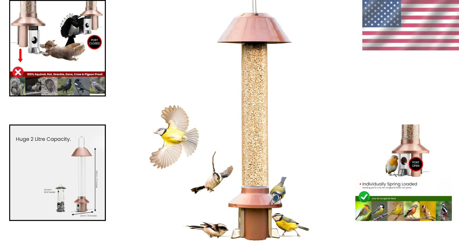 Weatherproof Antique Copper Wild Bird Feeder – Indestructible 4lb Capacity