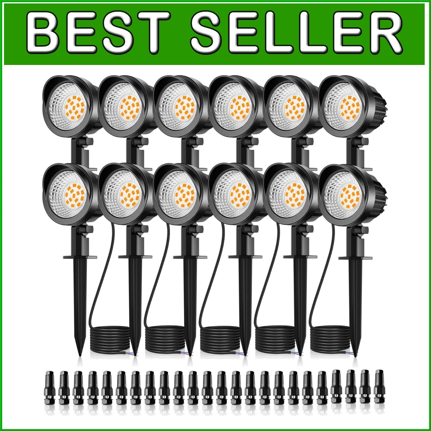 Energy-Efficient 7W LED Outdoor Spotlights - 12-Pack, Weather-Resistant Design