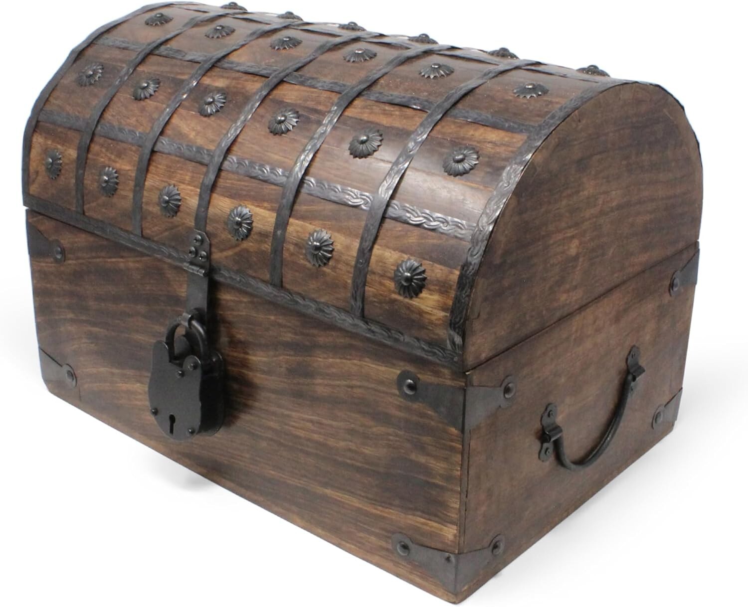 X-Large Pirate Treasure Chest with Iron Lock – Handcrafted Wooden Storage Box