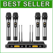 Load image into Gallery viewer, Professional Wireless Microphones System – 4x10 Channels with Metal Body Mics