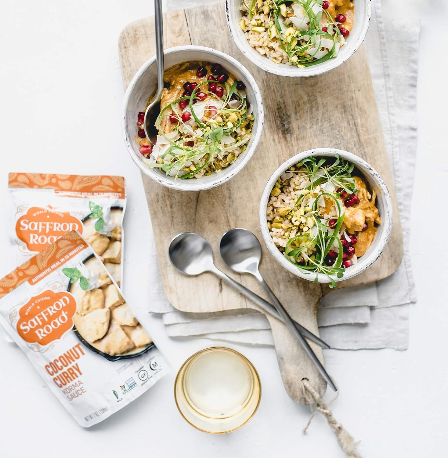 Authentic Coconut Curry Simmer Sauce - Low-Calorie, Quick, Pack of 8 Pouches