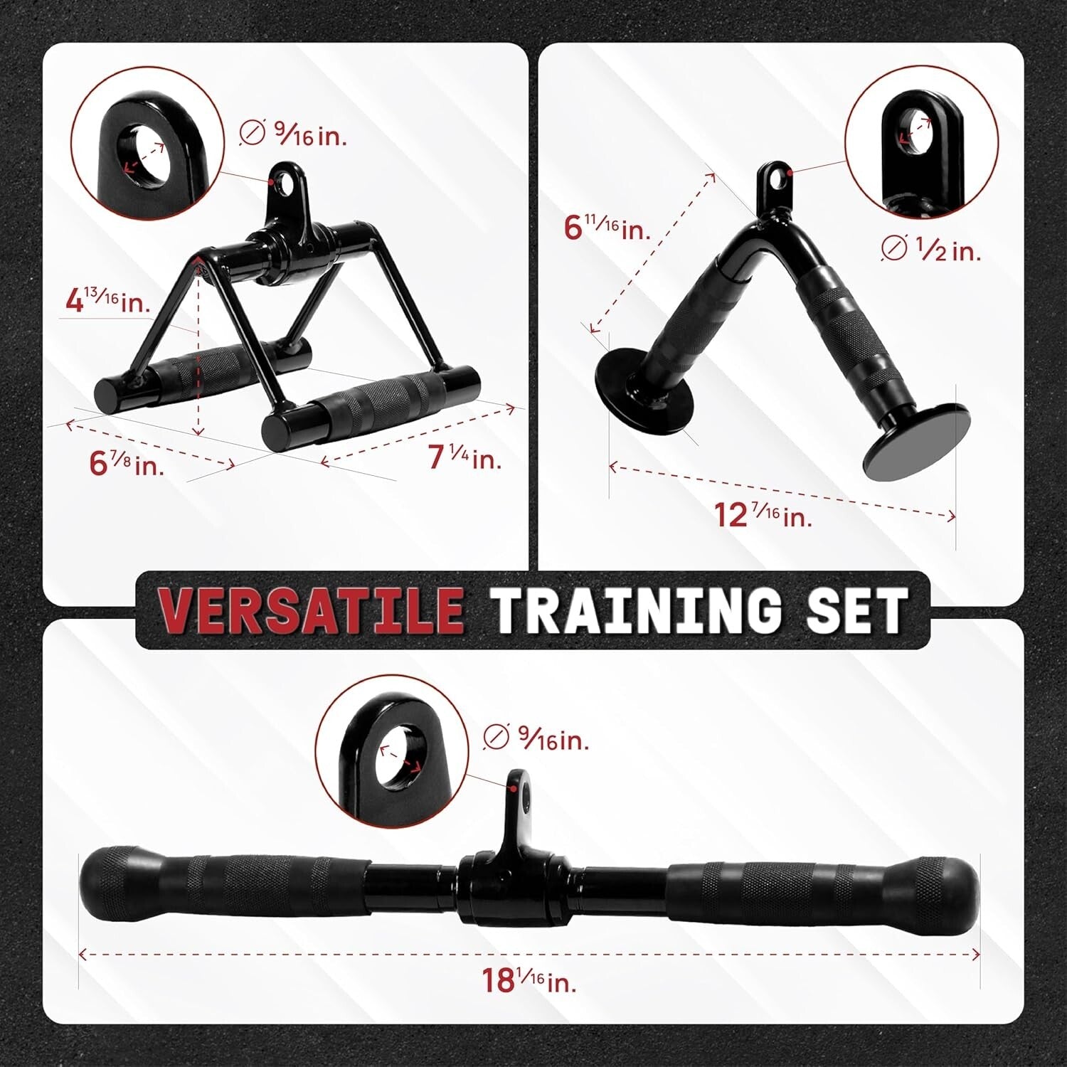 Durable Cable Machine Attachments for Home Gym - Includes Curl & Tricep Bar