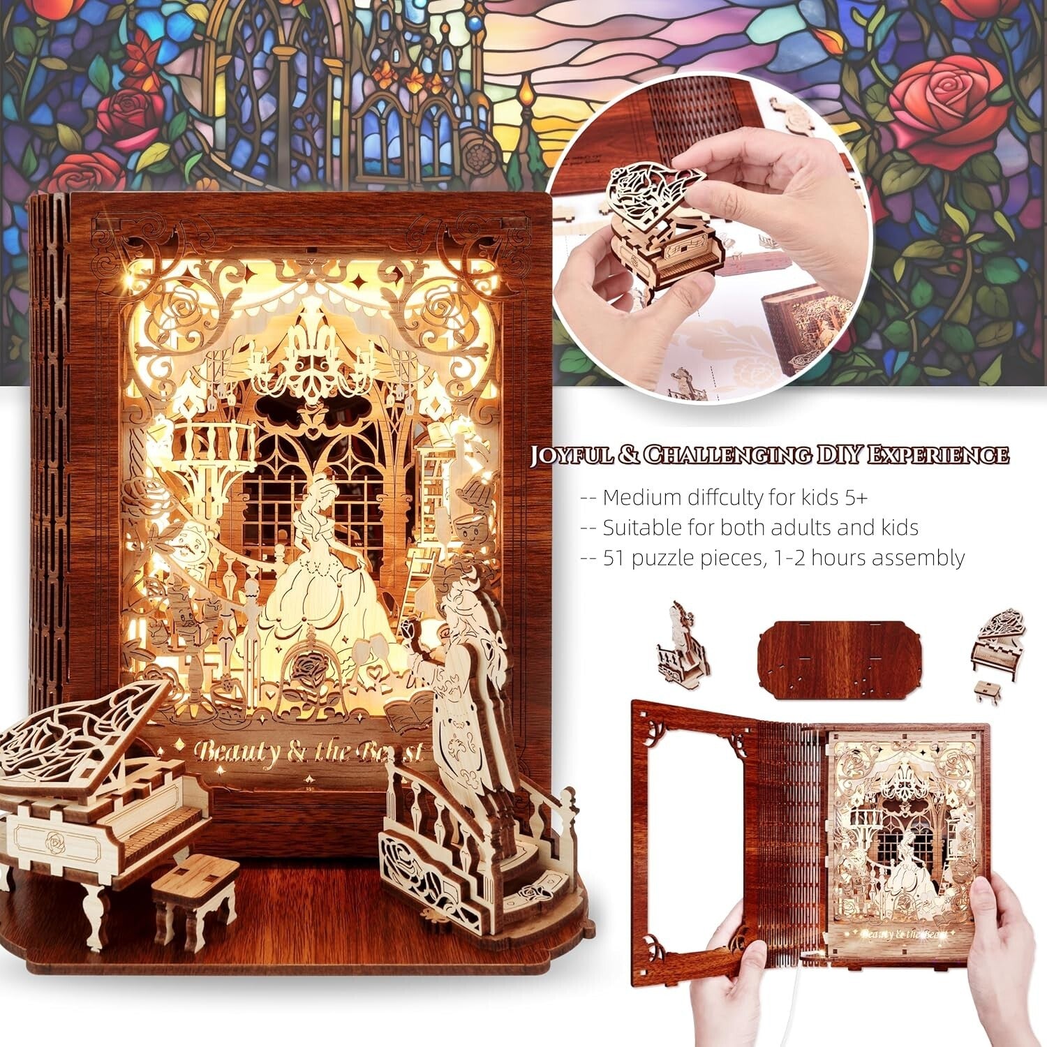 Exquisite 3D Puzzle Nightlight - LED Storybook Lamp for Kids and Adults