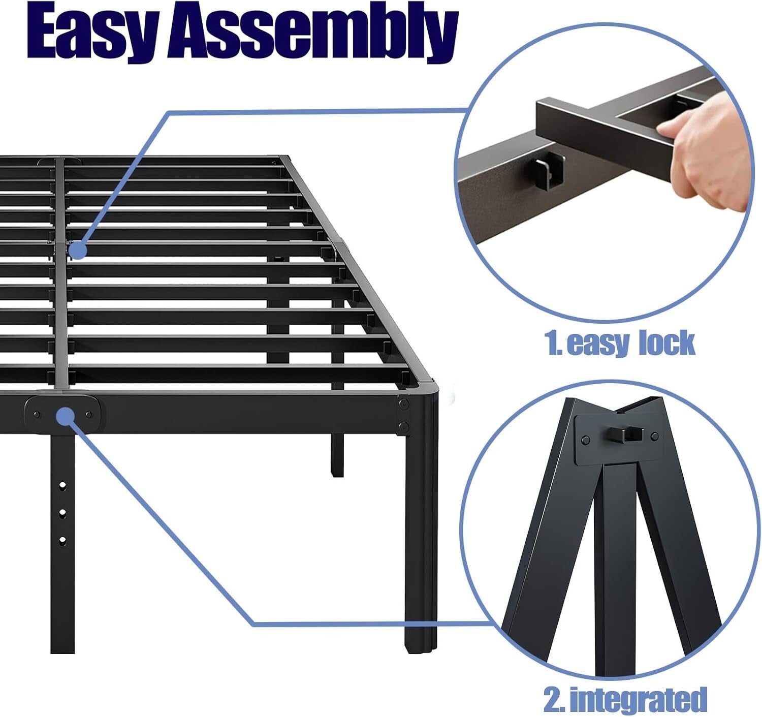 14-Inch Heavy Duty Metal Bed Frame Full - No Box Spring Needed, Easy Assembly