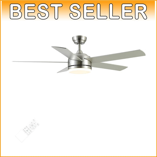 52-Inch Adjustable Ceiling Fan LED Light, 3 Color Temperatures & Remote Control