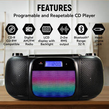 Load image into Gallery viewer, MD6972 Portable CD Boombox with Bluetooth &amp; Color Changing Lights, 4W Output