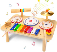 Load image into Gallery viewer, Wooden Kids Drum and Xylophone Set: Educational Musical Instruments for Toddlers