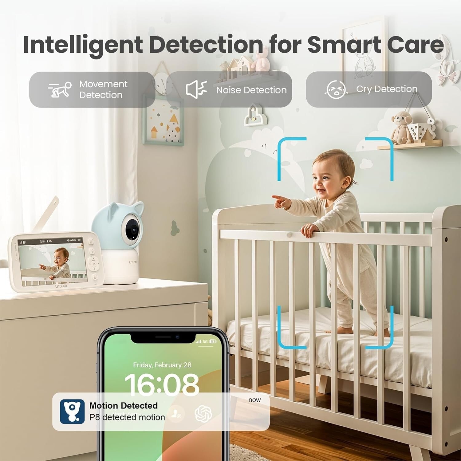 5-Inch Night Vision Baby Monitor with Dual Cameras & 2-Way Audio Capability