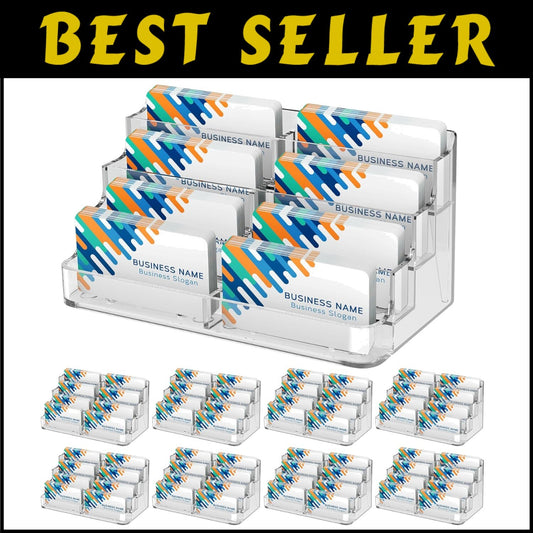 Clear Acrylic Business Card Organizer Set - 8 Pocket Display for Home & Office