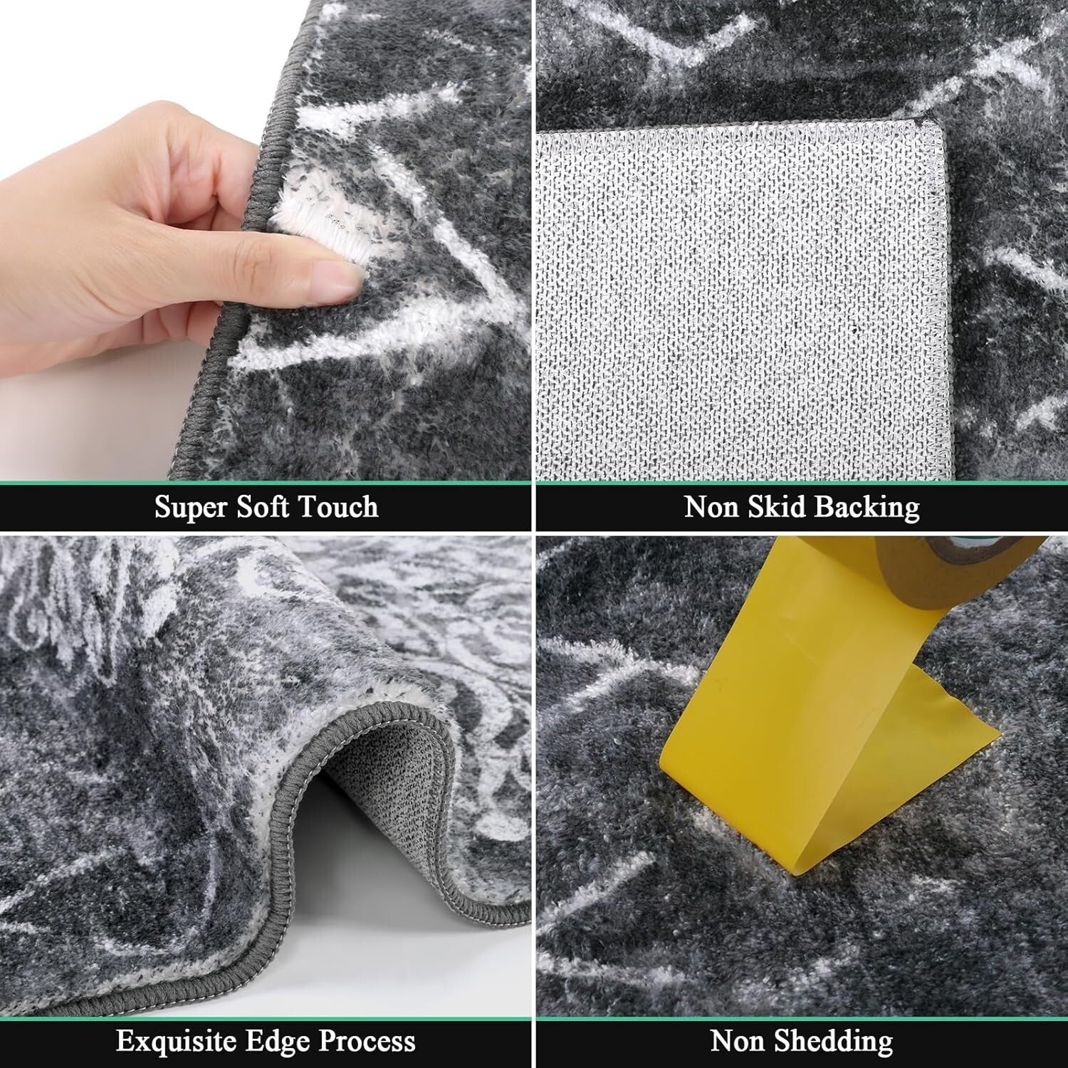 Soft & Plush 2'x8' Washable Runner Rug - Floral Design for Hallways & Entryways