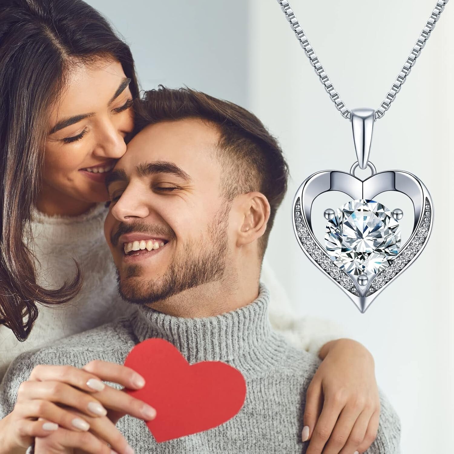 Engraved 'I LOVE YOU' Heart Pendant - Moissanite Jewelry for Special Occasions
