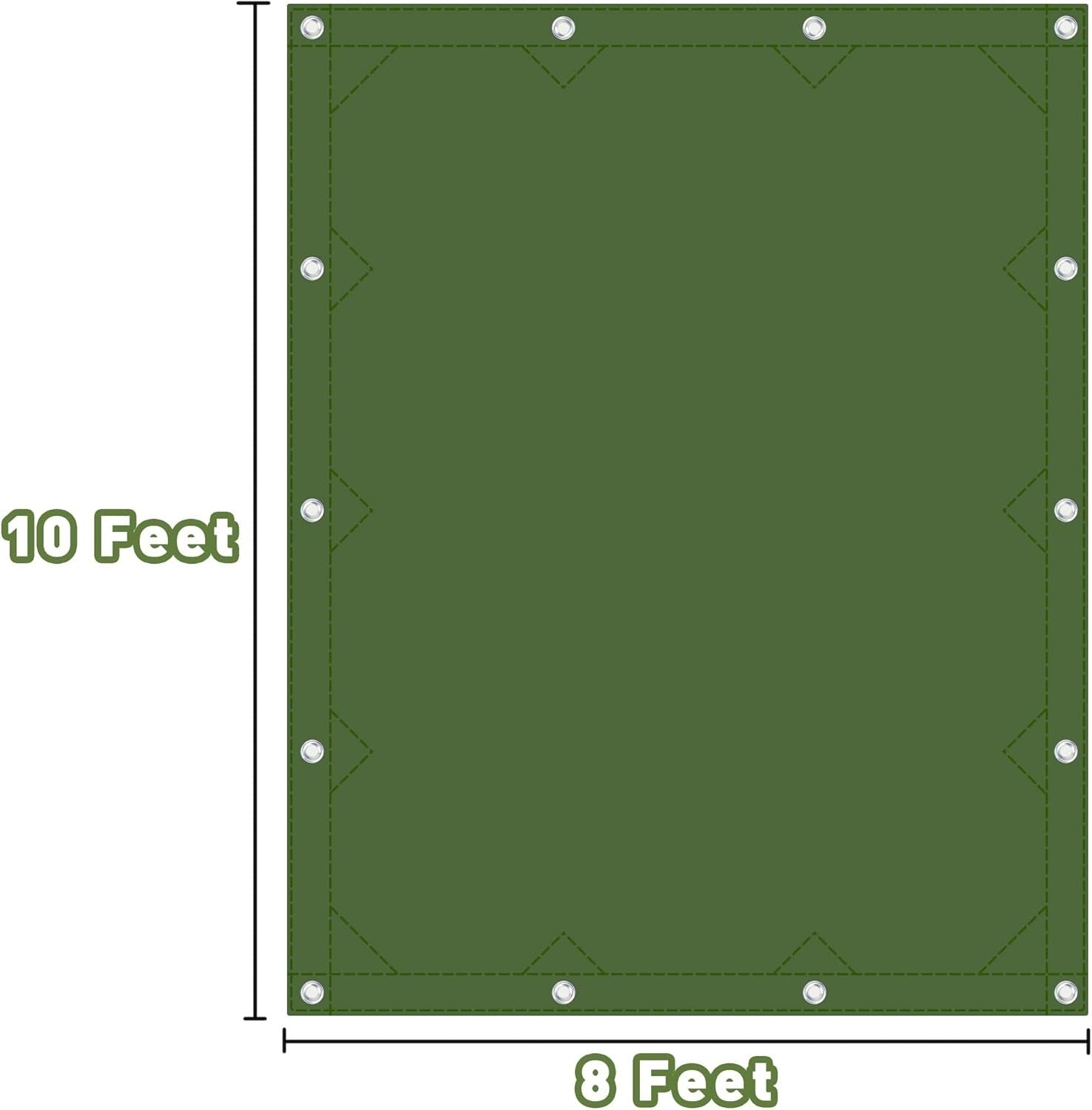 Multipurpose 8'x10' Olive Green Canvas Tarp - Ideal for Camping & Hunting