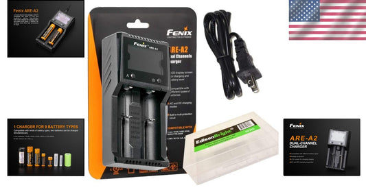 Versatile Fenix ARE-A2 Battery Charger for 21700/18650 with LCD Display and Case