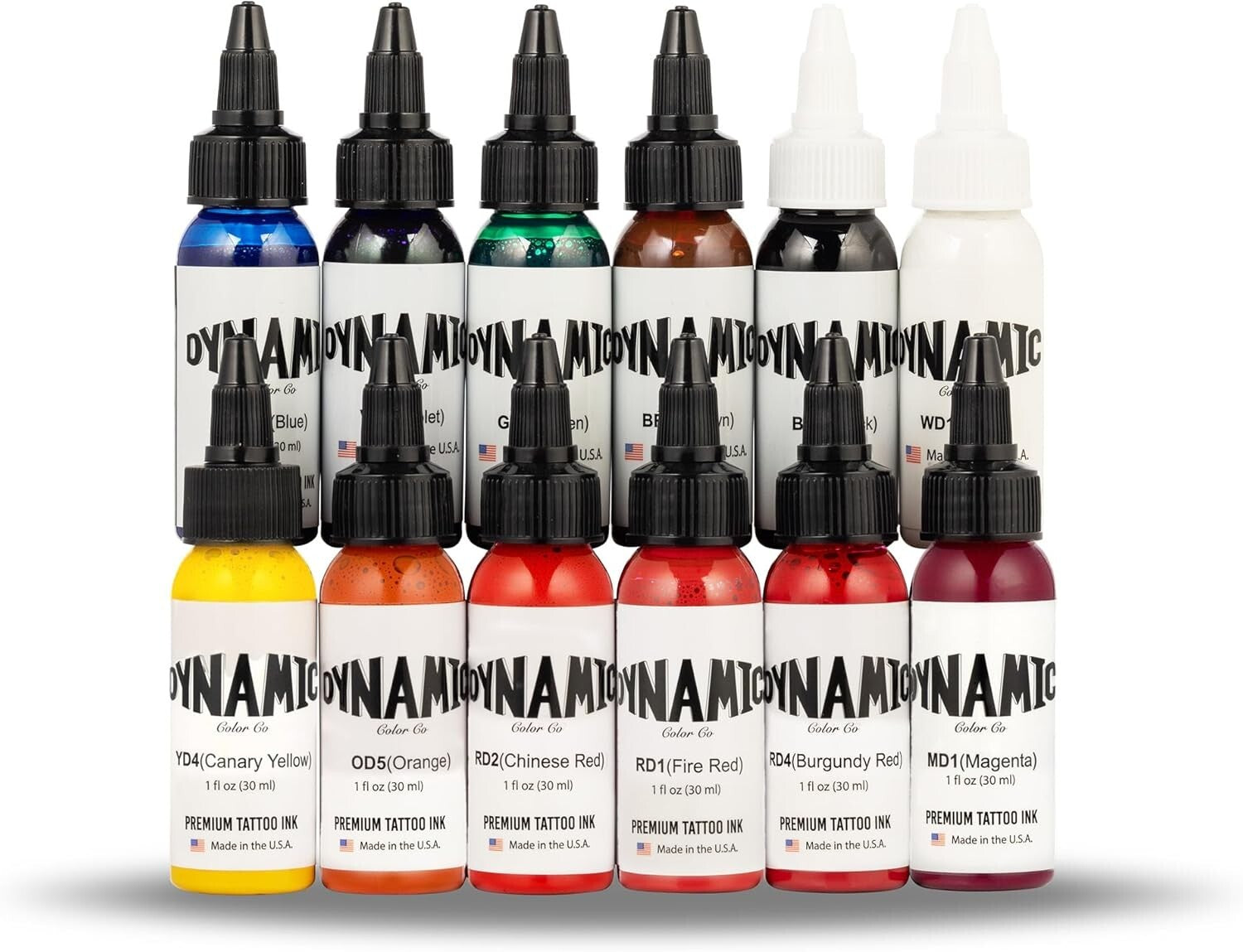 Dynamic Color Tattoo Ink Set - 12 Vivid 1 oz Bottles for Professional Artists