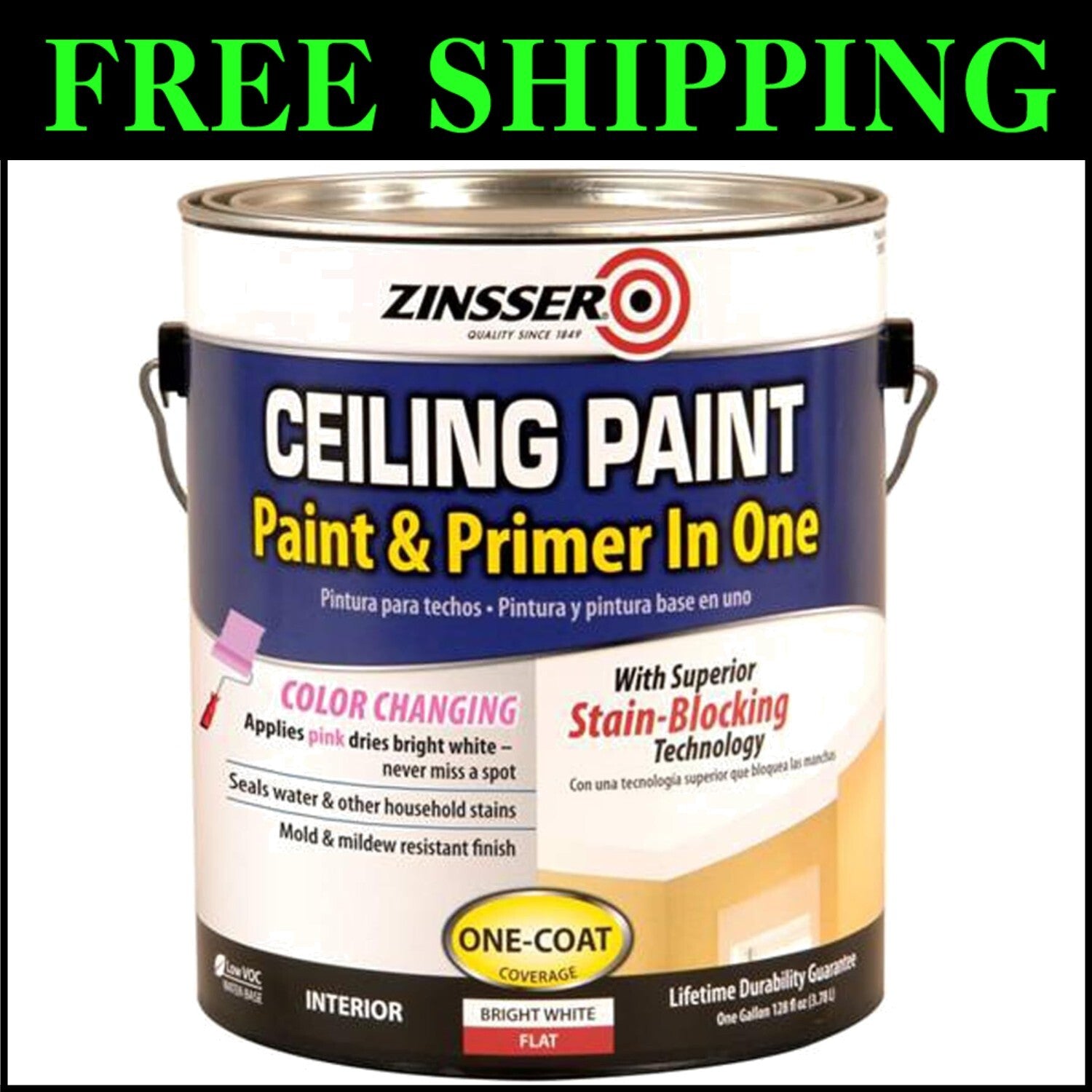 Advanced 1 Gallon Ceiling Paint & Primer - Covers 250-400 Sq. Ft. Effortlessly