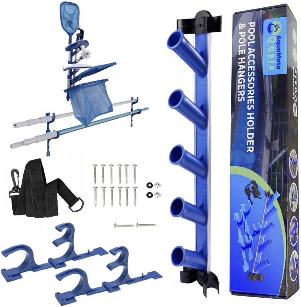 Organize Your Pool Area: Weatherproof Accessories Holder with Pole Support