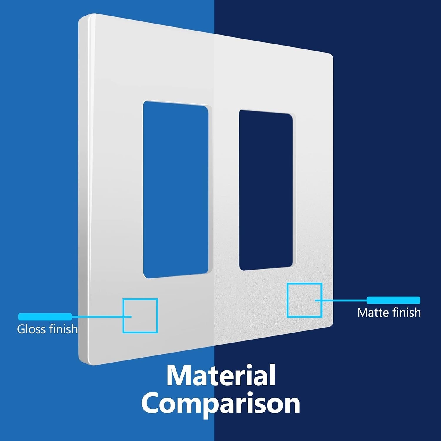 10 Pack Matte Finish Screwless Double Decorator Wall Plates - White Aesthetic