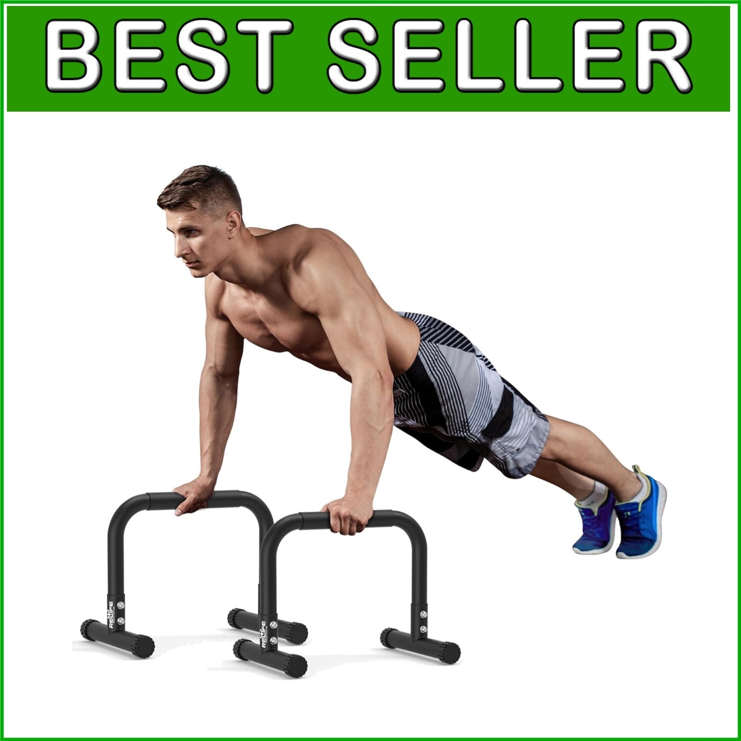 Adjustable Height Dip Bar Station - Fitness Workout Equipment for Home Training