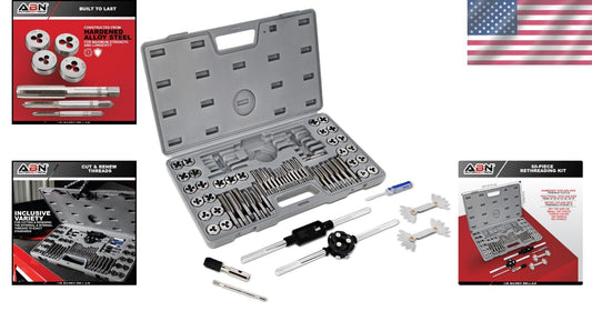 Durable 60-Piece Rethreading Kit for Metric and SAE Threads - Includes Case