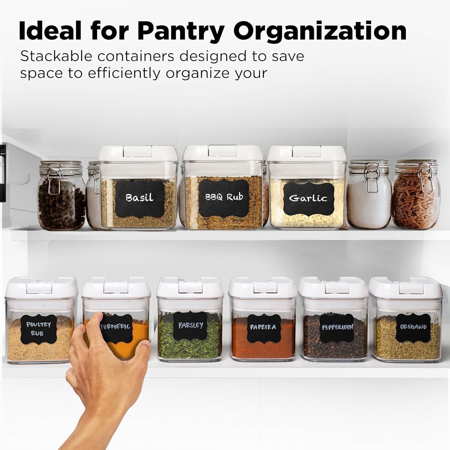 9 PC Kitchen Organization Set - Airtight Food Containers with Spoons - 2.1 Cups