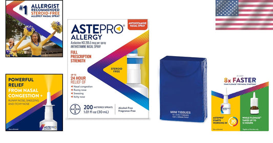 Non-Steroid Nasal Spray for Allergies - 200 Sprays + Soft Tissues Included