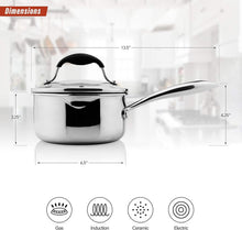 Load image into Gallery viewer, Premium Tri-Ply Stainless Steel Saucepan with Strainer Lid and Ergonomic Handle