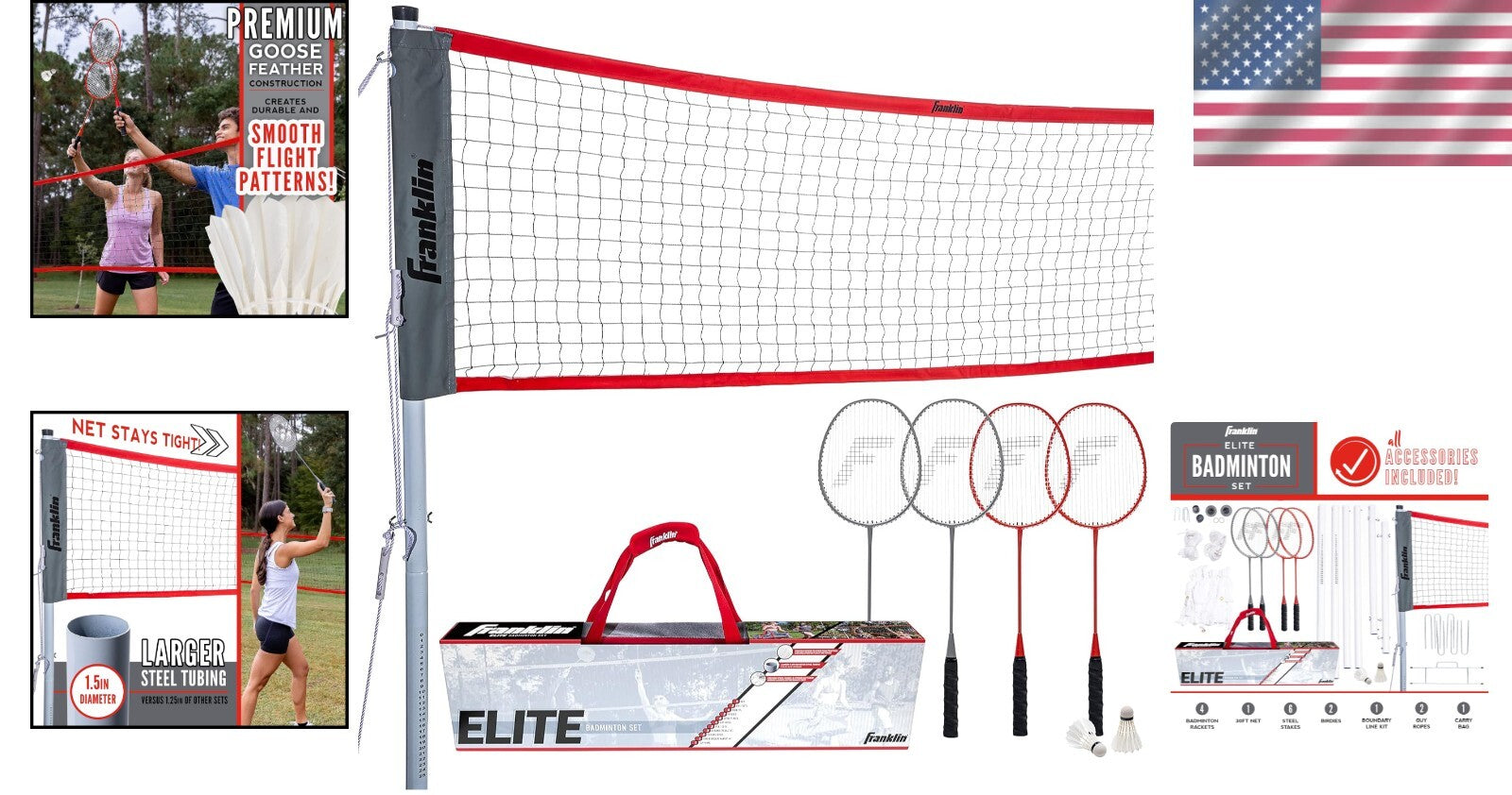 Champion Badminton Net Set - Sturdy Poles, Rackets, and Birdies for Backyard Fun