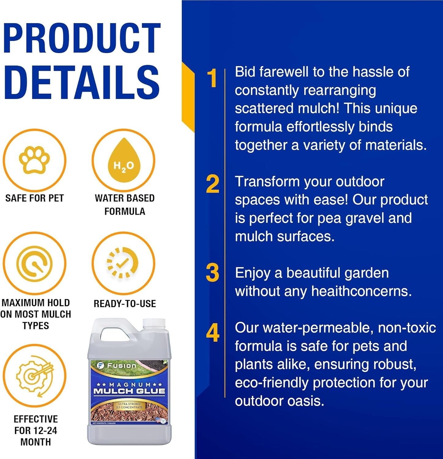 Fast-Drying Landscaping Glue - 1 Gallon Magnum Mulch Adhesive for Outdoor Spaces